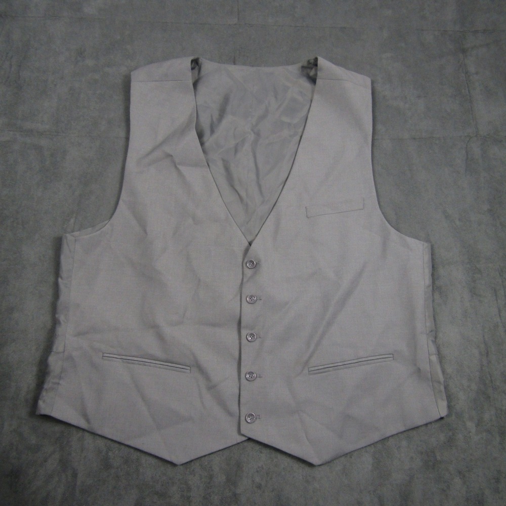 Suit Vest Mens 50R 44W Light Grey Formal Waistcoat Cinch Back Wedding